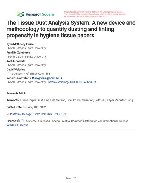 The tissue dust analysis system: a new device and 